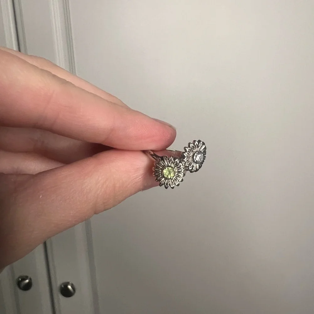 Sunflower Toi Et Moi Diamond Peridot 14k White Gold Ring 5